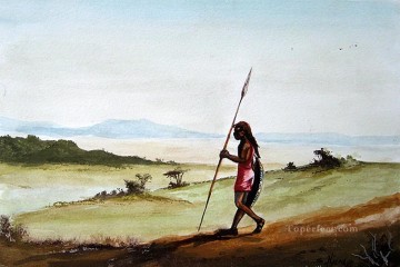 Njeru à la chasse Afriqueine Peinture à l'huile